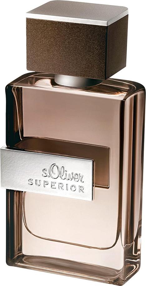 Flacon wody toaletowej s.Oliver Superior Men 50ml na białym tle - eleganckie opakowanie męskich perfum marki s.Oliver